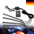 4x LED RGB Fußraumbeleuchtung Auto KFZ Innenraum Ambientebeleuchtung USB Leisten