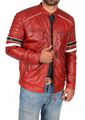 Klassisch Neu Herren Rot Jacke 100% Weich Schafsfell Freizeit Slim Fit Mantel