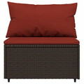  4-tlg. Garten-Lounge-Set mit Kissen Braun Poly Rattan