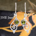 Facettierter Peridot Edelstein 925 Sterling Silber Ohrring Kreativer Schmuck ...