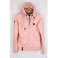 Naketano Damen Pullover GRÖSSE S mit Kapuze Pink Reißverschluss Baumwolle me6556