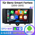 Android 13 Autoradio Carplay GPS Navi BT FM DAB Für Benz Smart 2010-15 4G 8 Kern