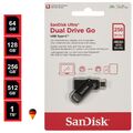 USB Stick 64 128 256 512GB Speicherstick Flash Drive USB C SanDisk Dual Drive Go