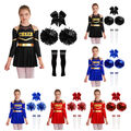 Kinder Mädchen Kleid 5-teilig Outfits Schulmädchen Uniform Karneval Pompom