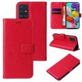 Handy Tasche für Samsung Galaxy A51 Handyhülle Blumen Buch Klapp Cover Case Rot