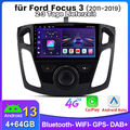 4+64G Für Ford Focus 2011-2019 MK3 Android 13 Autoradio GPS Navi Carplay 4G WIFI