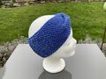 Stirnband mit Twist Haarband,Strickband aus Baumwolle Royalblau mit Farbverlauf