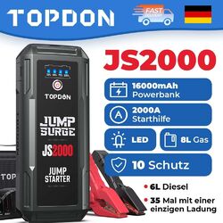 Topdon JS2000 2000A Auto KFZ Starthilfe Jump Starter Ladegerät Booster Powerbank