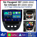 10.1" 8Kern Autoradio Für Citroen C1 Peugeot107 Toyota Aygo Android13 GPS Nav FM