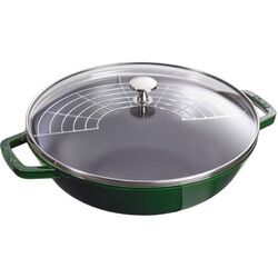 STAUB Wok mit Glassdeckel 30 cm Basilikum-Grun