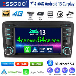 DAB+ 4+64G Carplay Autoradio Android 13 4G LTE GPS Nav KAM Für Audi A3 S3 RS3 8P