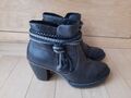 🐨 Rieker Stiefeletten Stiefel Halbschuh Boots Damen Leder Gr.36 anthrazit Top