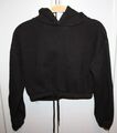 Damen bauchfrei cropped Hoodie Sweatshirt schwarz gr. s