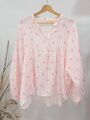 Hemd Bluse Musselin Streifen Rosa Weiß Herzen Onesize bis Größe 42