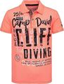 Camp David® Pikee-Poloshirt mit Logo-Print, neon orange, Gr. M, CCB-2004-3676