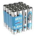 ANSMANN Akku AAA Micro 800mAh 1,2V NiMH - 16 Stück, wiederaufladbar mit maxE