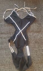 Schwarz Weisser Badeanzug Monokini Zum Binden Größe 42