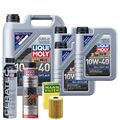 Motoröl 10W40 LIQUI MOLY Mos2 Leichtlauf 8L +MANN Ölfilter +Spülung +Cera Tec