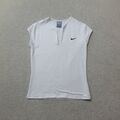 VINTAGE Nike Top Damen groß weiß Swoosh Sportbekleidung Freizeit 00er silbernes Etikett