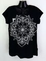 T-Shirt mit U-Ausschnitt Gr. 40/42 Schwarz Damen Kurzarmshirt Oberteil RPW