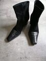 Peter Keiser Gr. 37 Stiefeletten Stiefel Leder Wildleder Velour Damen Schwarz