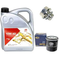 Motoröl Set 10W-40 5 Liter + Ölfilter + Ölablassschraube für Suzuki X-90 97 PS