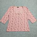 King Louie Damen Oberteil GRÖSSE M-L 38-40 Pink Pointelle Strick Shirt Bluse