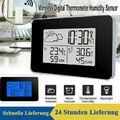 Funkuhr Digitale LCD Wetterstation Wecker Temperatur Hygrometer mit Außensensor