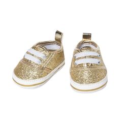 Puppen-Glitzer-Sneakers, gold, Gr. 38-45 cm Puppensneaker, Puppenschuhe