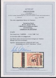 AG636) Deutsches Reich Nr. 334 B P OR B gestempelt Attest Fleiner BPP OPD ERFURT