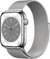 Apple Watch Series 8 [GPS + Cellular, inkl. Milanaise-Armband silber] 45mm Ede S