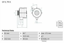 Generator Lichtmaschine LiMa Bosch 0986033810