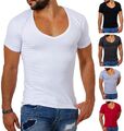 Herren basic T-Shirt Young & Rich extra tiefer V-Ausschnitt slimfit stretch 1315