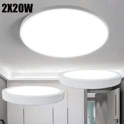 2x20W LED Deckenleuchte Wohnzimmer Panel Deckenlampe Schlafzimmer Flur Kaltweiß