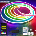 12V Neon LED Strip Streifen RGB Flex Lichtschlauch Lichtband Innen Außen Dimmbar