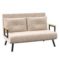 Schlafsofa, Zweisitzer mit Bettfunktion, Schlafcouch mit Samtoptik, Rückenkissen