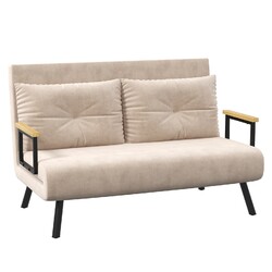 Schlafsofa, Zweisitzer mit Bettfunktion, Schlafcouch mit Samtoptik, Rückenkissen