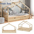 Kinderbett Hausbett Kinderhaus Design Natur Lattenrost 90x200 Matratze VitaliSpa