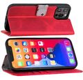 Suncase Echt Leder Klapp Tasche Schutz Cover in Antik Rot für iPhone 12 Pro 6.1"