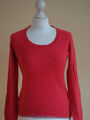 Esprit Damen Pullover M / S  hell rot mit Wolle, Kaschmir, Angora, Streifenbündc