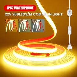 Neon COB LED Streifen 230V 288LED Wasserdicht IP67 Flex Selbstklebend Lichtband