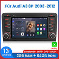 Für AUDI A3 8P 2003-2012 Android 13 Autoradio GPS Navi WIFI CarPlay USB DAB+ DSP