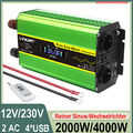 2000W 4000W Reine Sinuswelle Wechselrichter 4USB 12V zu 230V RV Spannungswandler