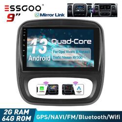 9" Android 13 2+64G Carplay Autoradio GPS NAV Für Opel Vivaro B Renault Trafic 3