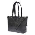 Große Damen Shopper Tasche Schultertasche Umhängetasche Leder Optik Schwarz