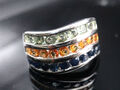 GOLDJUNGE69 * HARRY IVENS IV EDELSTEIN RING (17) BUNT 33x MULTI SAPHIR 2,6ct 925