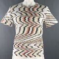 M Missoni Größe XL Weiß Mehrfarbig Zick-Zack Baumwolle Rundhals T-Shirt