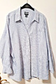 Damen Bluse H & M Leinenbluse 100% Leinen Lang Arm Hellblau gestreift Gr. 52/54