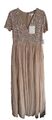 Maya Deluxe Kleid verziert Maxi V-Ausschnitt Kurzarm taupe blush Pailletten UK 12