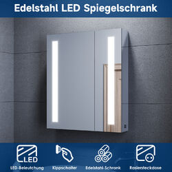 SONN Spiegelschrank mit beleuchtung und Rasiersteckdose Badezimmerspiegel 60x70